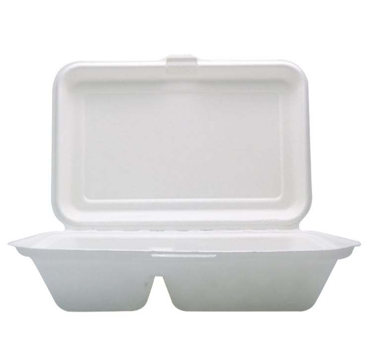 Caserola meniu mare  trestie de zahar  2 compartimente  23*15 cm  50 buc/set
